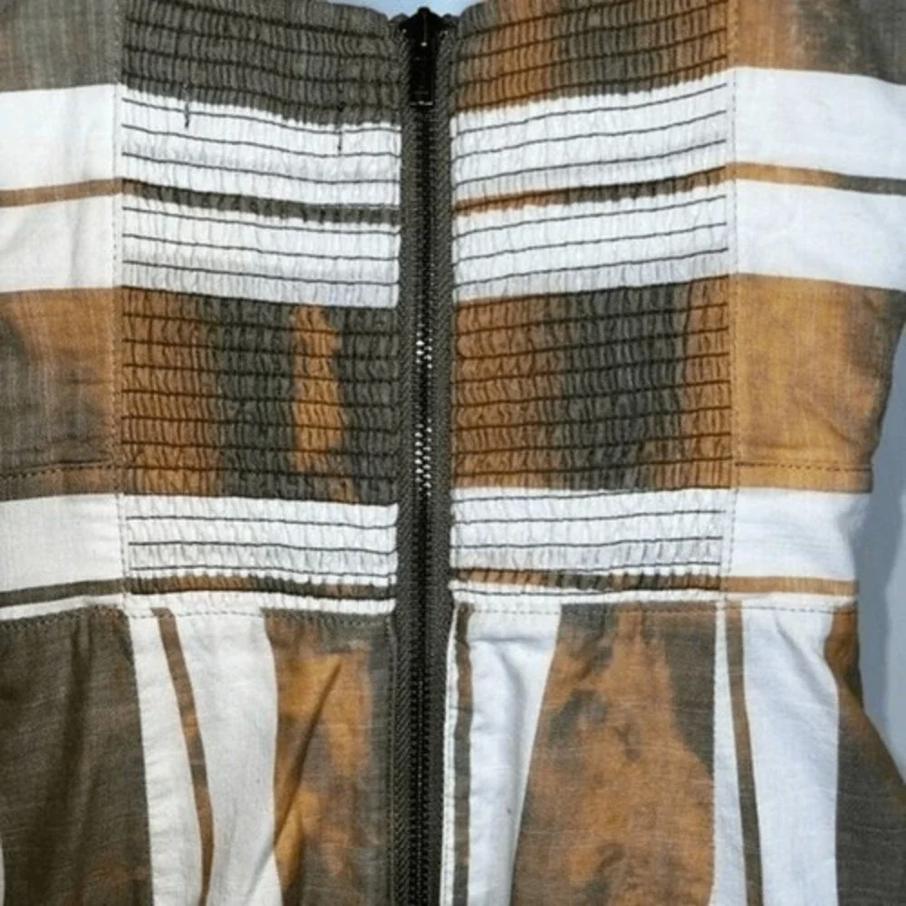 EXPRESS Cut Out  Stripe Color Splashed Faux Wrap Cotton Midi Dress NWOT Size 0 - Picture 8 of 9